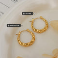 Twisted Rope Oval Hoop Earrings Gold Steel Metal Finish view 2