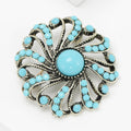 Spiral Statement Brooch in Turquoise Blue and Red Decorative Lapel Accessory view 3