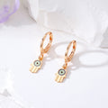 Rose Gold Tone Evil Eye Huggie Drop Earrings in Five Designs view 8