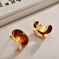 Irregular Resin Double Curve Stud Earrings In Three Colors view 3