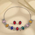 Five Color Faceted Necklace and Earring Jewelry Sets view 6