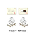 Silver Triple Spiral Filigree Pearl Cluster Stud Earrings view 3