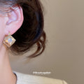 Champagne Faceted Diamond Shape Clip On Earrings Jewelry Design view 2