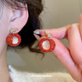 Red Crystal Fruit Pendant Necklace and Stud Earrings view 3