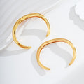 Gold Tone Gold Wavy Open Cuff Irregular Three Designs Metal Bracelet view 4