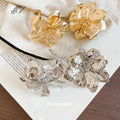 Oversized Hammered Metal Flower Rings Bangles Gold Silver view 4