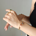 Multicolor Zircon Charm Necklace Bracelet Gold Tone Set view 7