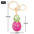 Rhinestone Fruit Keychain Lychee Strawberry Pineapple Charm view 5