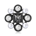 Square Jewel Pearl Cluster Brooch in Two Center Colors view 2