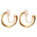 Interlocking Double Hoop Clip On Earrings in Gold and Silver view 5