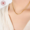 Gold Multi-Strand Thin Chain Layered Collar Necklace view 3