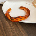 Acrylic Bamboo Wave Amber Gold Hinge Bangle Six Styles view 11