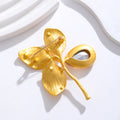 Gold Tone Four Leaf Clover Crystal Two Designs Metal Brooch Pin view 3
