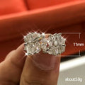 Silver Tone Marquise Stone Cluster Band Ring With Polished Clear Stone Detail view 5