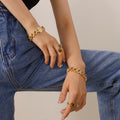 Cuban Link Bracelet Zircon Pave Padlock Clasp Gold Steel view 6