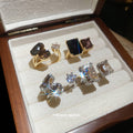 Silver Dual Clear Geometric Crystal Open Statement Ring view 3