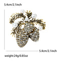 Antique Gold Pinecone Brooch with Crystals and Faux Pearls view 6