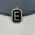 Black Enamel Rhinestone Letter Charm Pendant Gold-Tone Alloy view 10