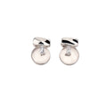 Clear Round Drop Earrings with Sculpted Silver Tone Studs view 5