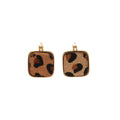 Square Leopard Print Stud Huggie Earrings Statement Pair view 5
