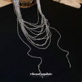 Silver Multi-Strand Layered Chain Necklace Single Style view 4
