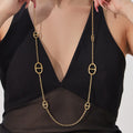 Elongated Oval Link Necklace and Y Necklace in Gold Tone view 3