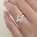 Oval Solitaire Three-Stone Ring In Polished Silver Tone view 3