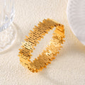 Geometric Hollow Cutout Metal Bracelet Gold Steel Tones view 2