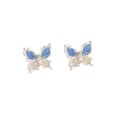 Blue and Pink Double Layer Butterfly Small Stud Earrings view 5
