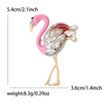 Pink Enamel Flamingo Brooch with Clear Crystal Wing view 6