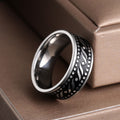 Steel Flame Leaf Dot Inlay Wide Band Ring Metal Alloy view 3