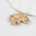 Red Gold Tone Elephant Crystal Enamel Two Designs Metal Brooch Pin view 3