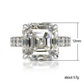 Asscher Cut Clear CZ White Gold Pave Band Finger Ring view 5