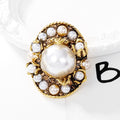Gold Tone Flower Crystal Pearl Look Metal Brooch Pin 3.5 x 4.1 cm view 4