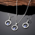Silver Tone Crystal Evil Eye Hook Earrings and Pendant Necklace view 1