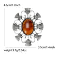 Antique Thistle Openwork Brooch Red Amber Cabochon Two Tones view 5