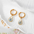 Gold Hoop Earrings Pressed Flower Resin Charms 10 Styles view 8