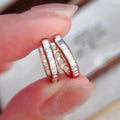 Openwork Crystal Huggie Hoop Earrings in Three Metal Tones view 6