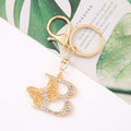 Rhinestone Butterfly Letter Keychain Gold Tone A to Z view 7