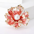 Gold Edge Enamel Peony Flower Pearl Brooch Five Colors view 7