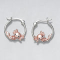 Silver Rose Gold Full Body Axolotl Mini Hoop Earrings view 2