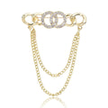 Four Ring Double Chain Brooch in Gold or Silver Tone view 5