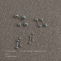 Silver Ball Barbell Ear Bone Studs Three Ball Size Options view 2