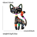 Patterned Enamel Cat Brooch With Curled Tail in Two Face Colors view 6