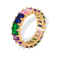 Gold Open Rings Multicolor Zircon Baguette and Oval Bands view 5