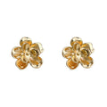 Gold Dimensional Five Petal Flower Stud Earrings Pair view 5