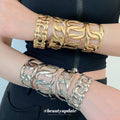 Metal Hollow Open Cuff Bangles Gold Silver Eight Styles view 1