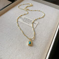 Gold Turquoise Pendant Beaded Boho Necklace Two Styles view 2