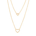 Double Layer Heart Zircon Necklace Gold Silver Open Hearts view 5