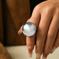 Large Polished Dome Ball Cocktail Rings Gold Or Silver view 3